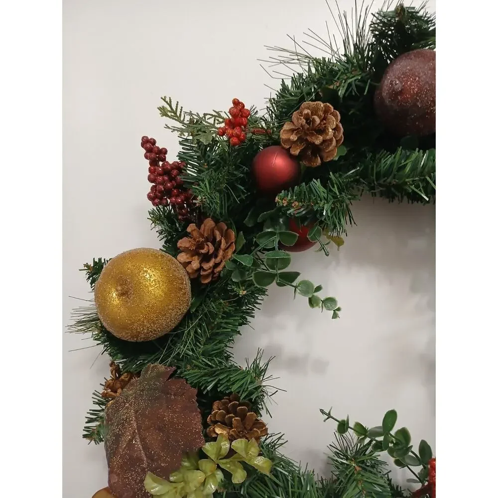 Partridge In Pear Tree Winter Door Wreath Realistic‎ Holiday Crystal Fruit Apple